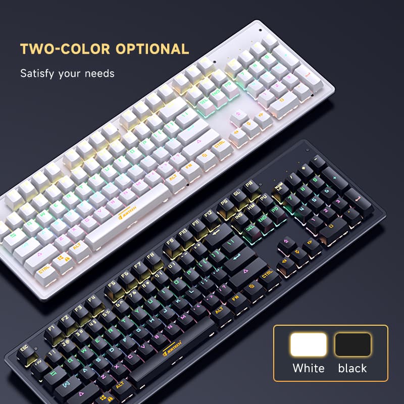 Jertech JK520 Wired Keyboard Full Size Blue Switch Mechanical Keyboard Gaming Keyboard